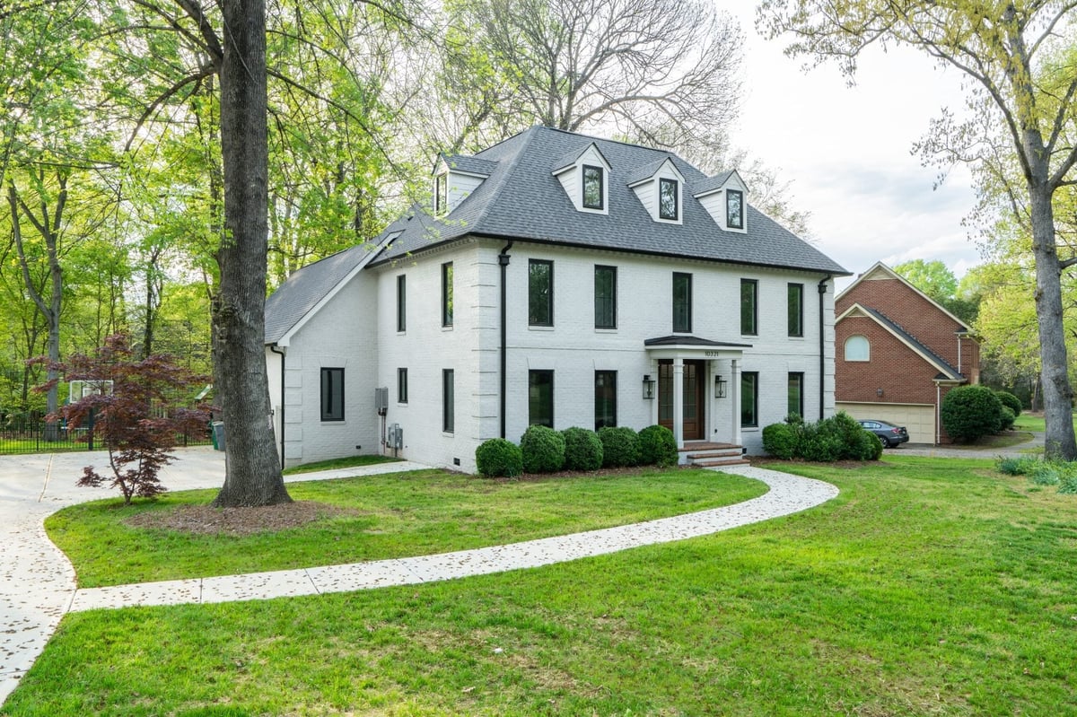 charlotte nc custom home front exterior angled view