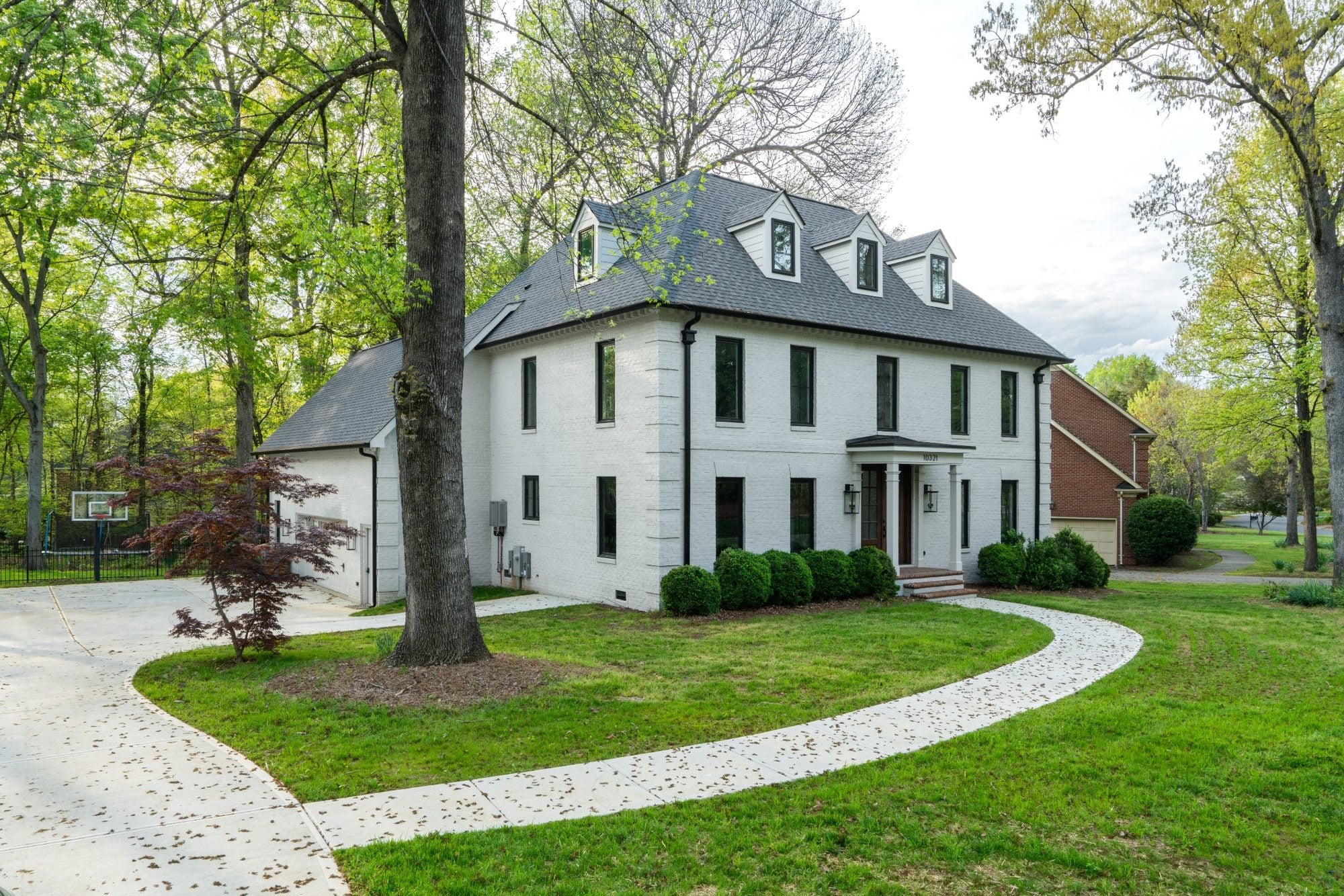 charlotte nc custom home front exterior wide angled view