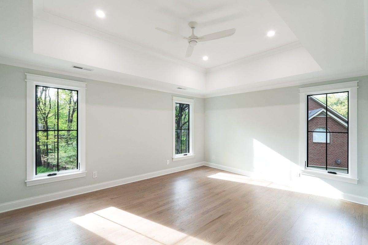 charlotte nc custom home primary bedroom tray ceiling