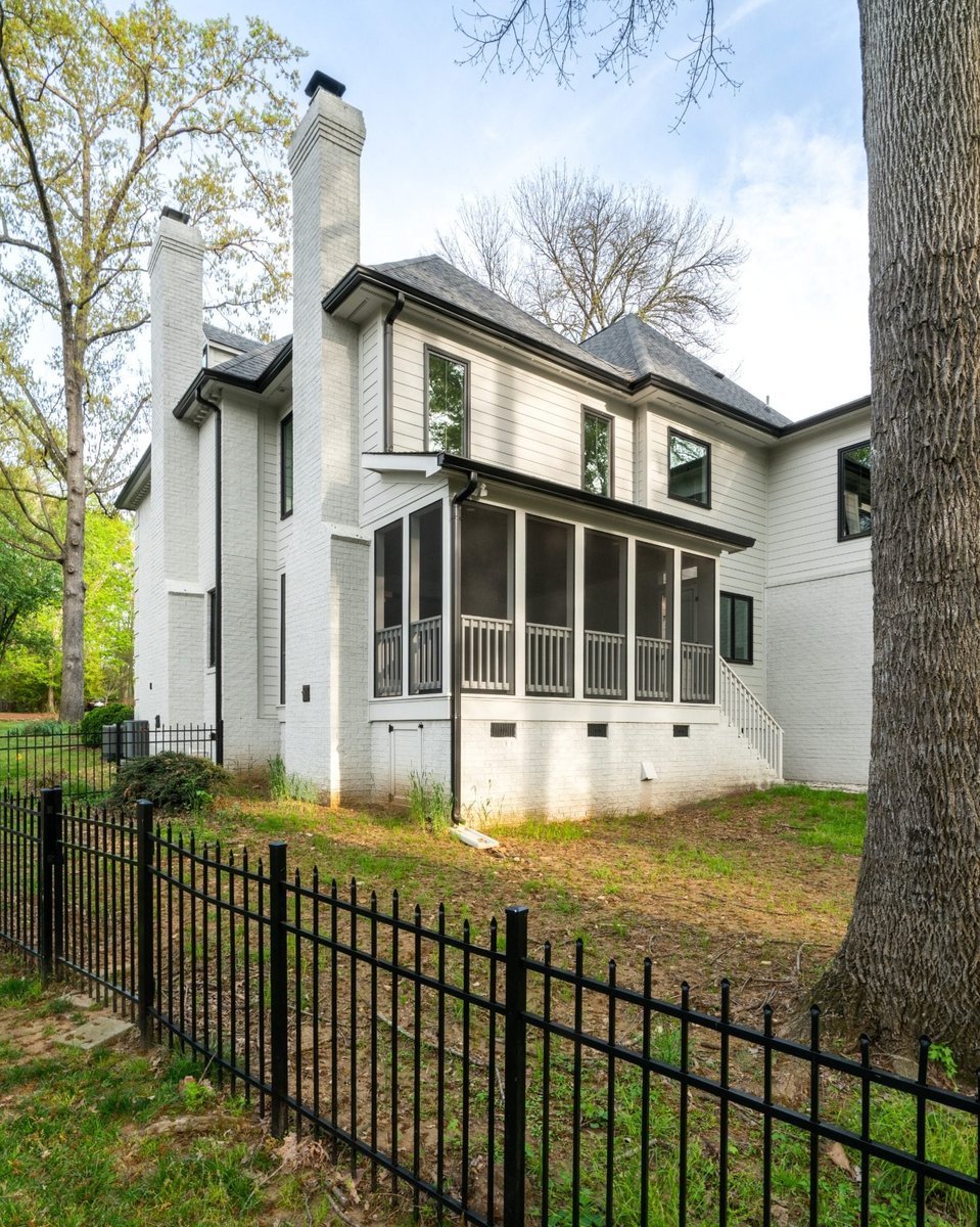 charlotte nc custom home rear screened porch exterior