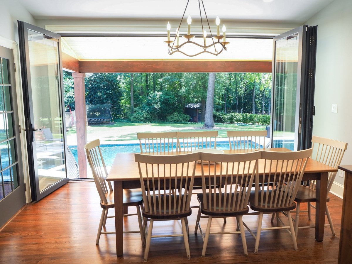 breakfast nook wood dining table with spindle chairs in charlotte nc home project