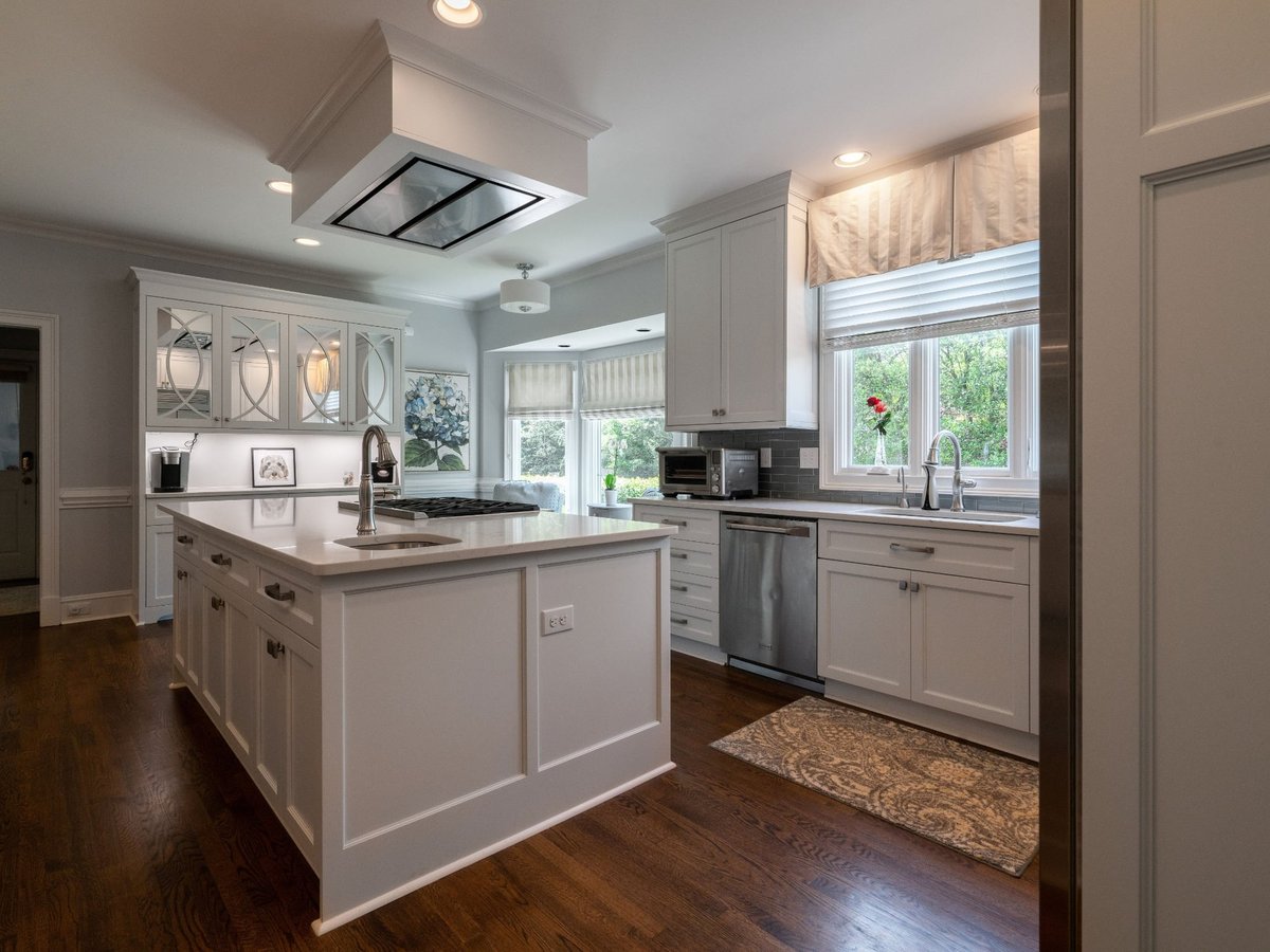 white kitchen island and window sink in charlotte nc first floor remodel