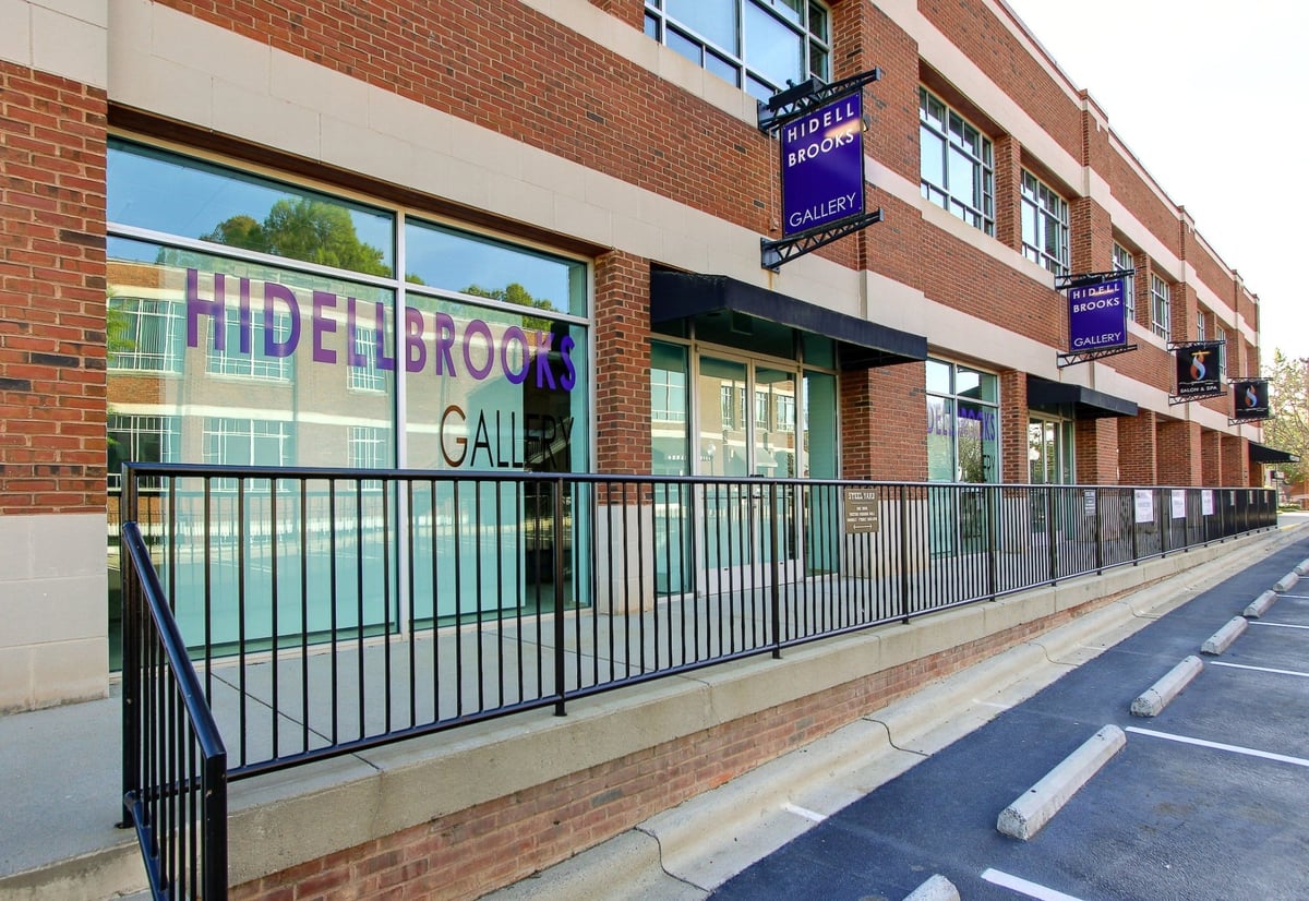 hidell brooks gallery brick facade with gallery signage after a commercial remodel in charlotte nc