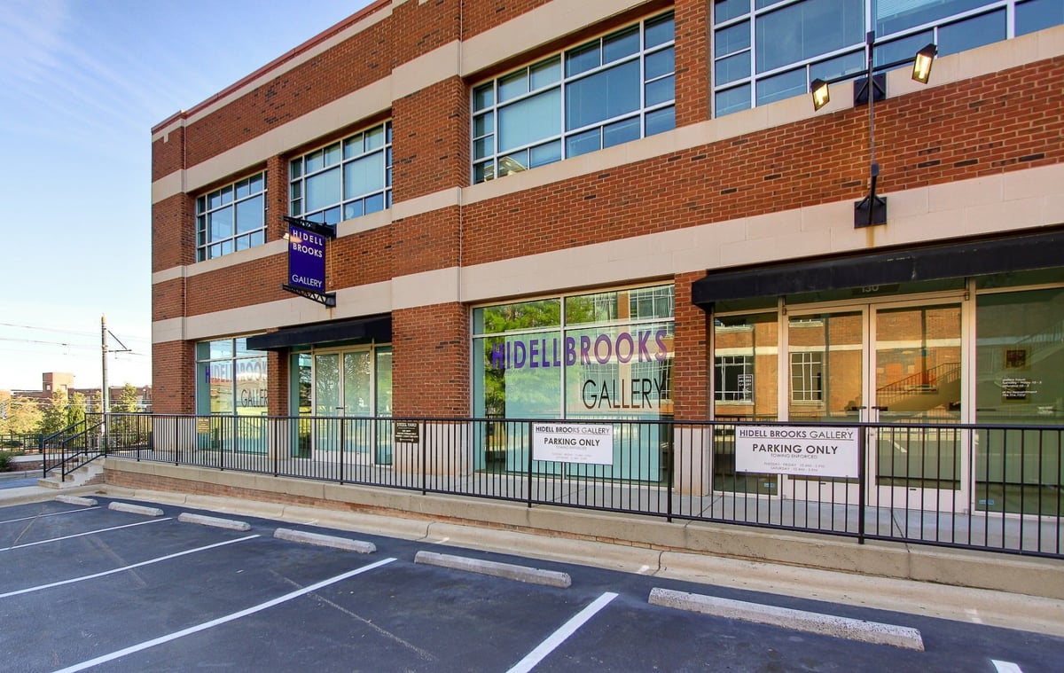 wide view of hidell brooks gallery brick exterior after a commercial remodel in charlotte nc